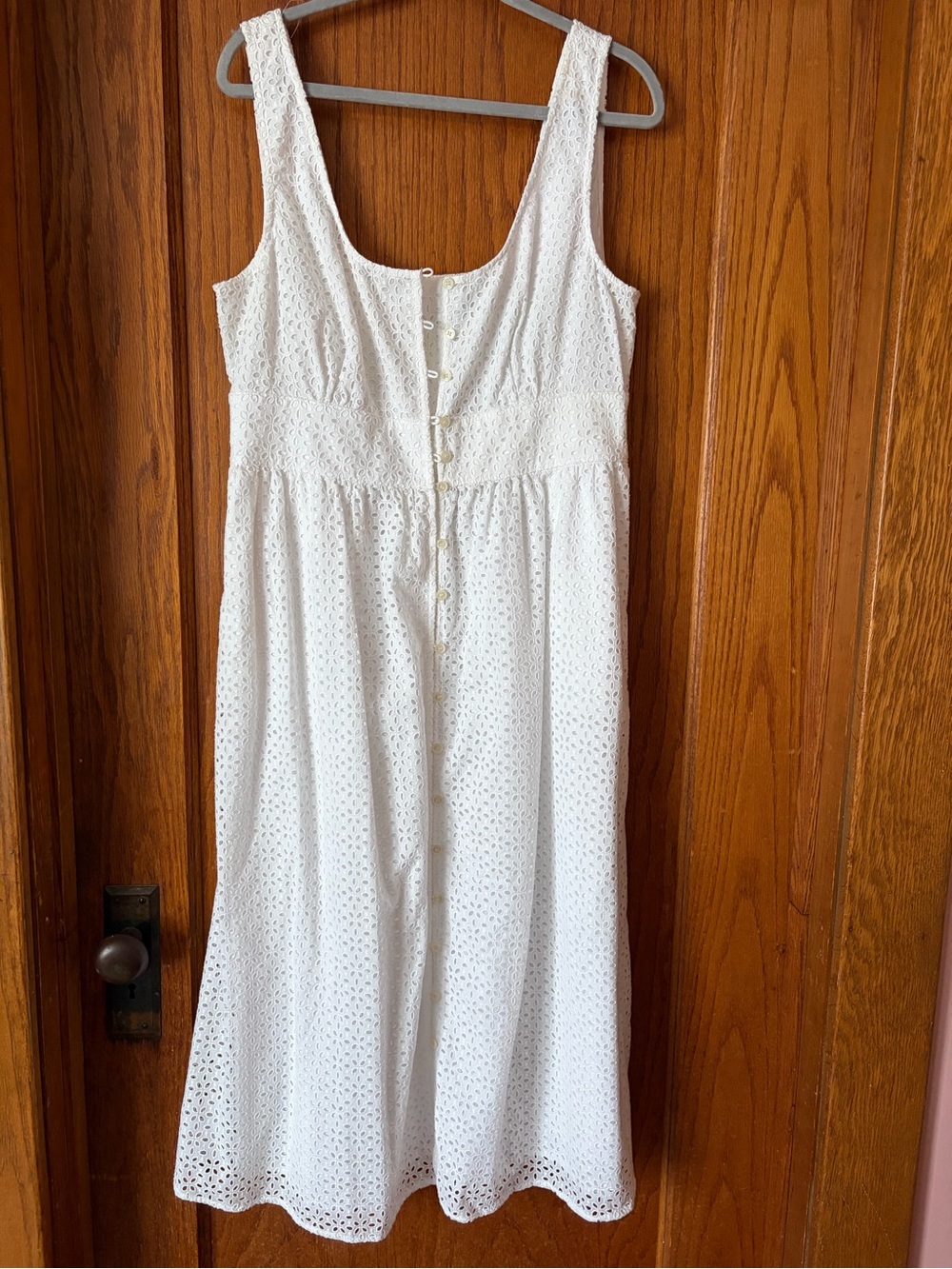White Eyelet Button-Front Sleeveless